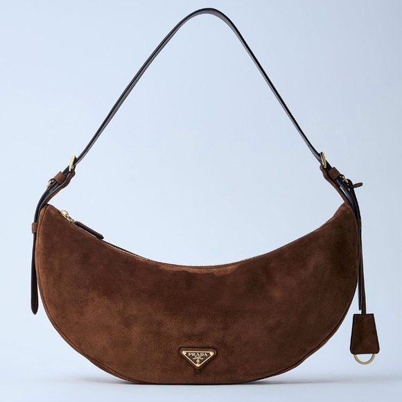 Prada Handbags - PRADA Demi Lune suede leather hobo shoulder bag
